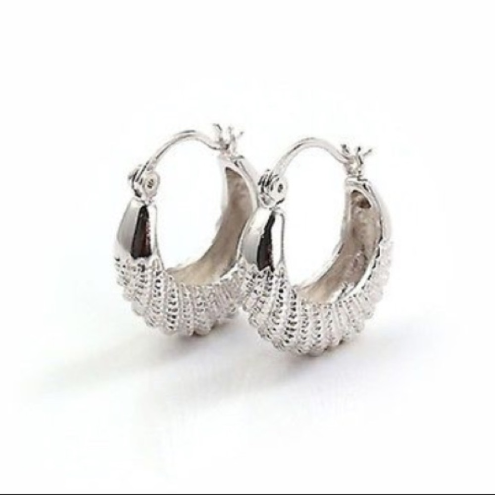 White Gold Filled Nickel Free Basket Hoop Earrings